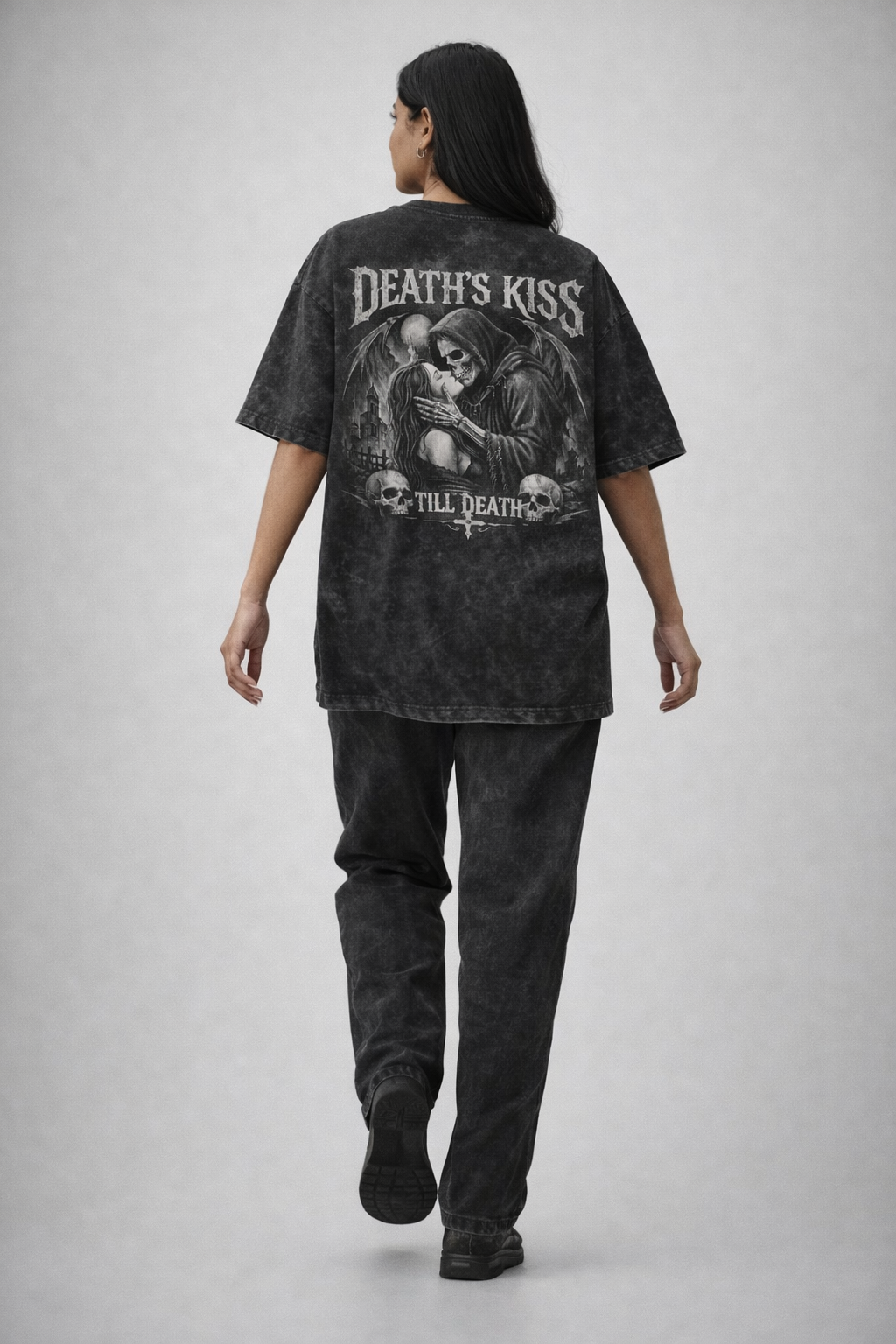 Death Kiss Acid Washed T-shirt