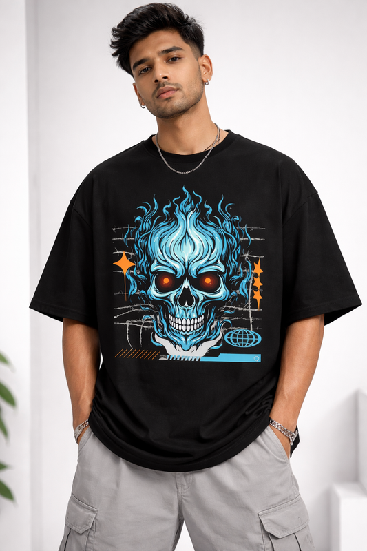 Frozen Flame Skull Oversized T-shirt