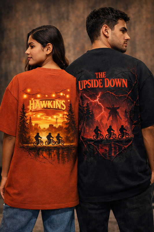 Hawkins Up Side Down Couple Oversized T-Shirt