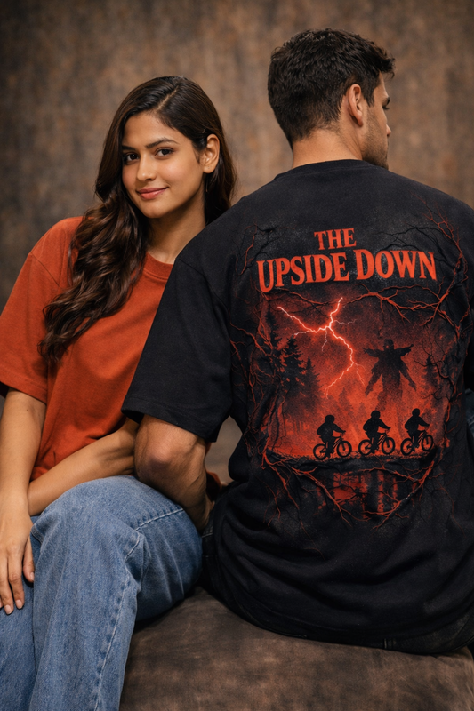 Hawkins Up Side Down Couple Oversized T-Shirt