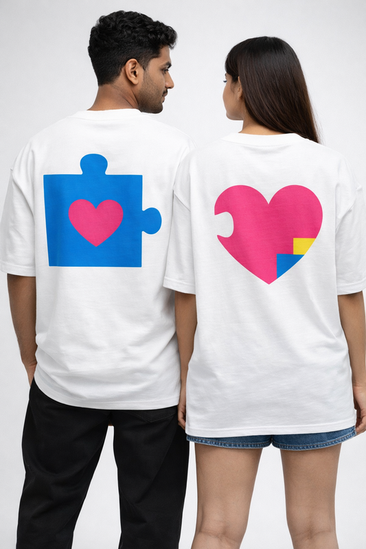 Heart Love Blocks Couple Oversized T-shirt