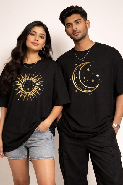 Sun Moon Couple Oversized T-shirt