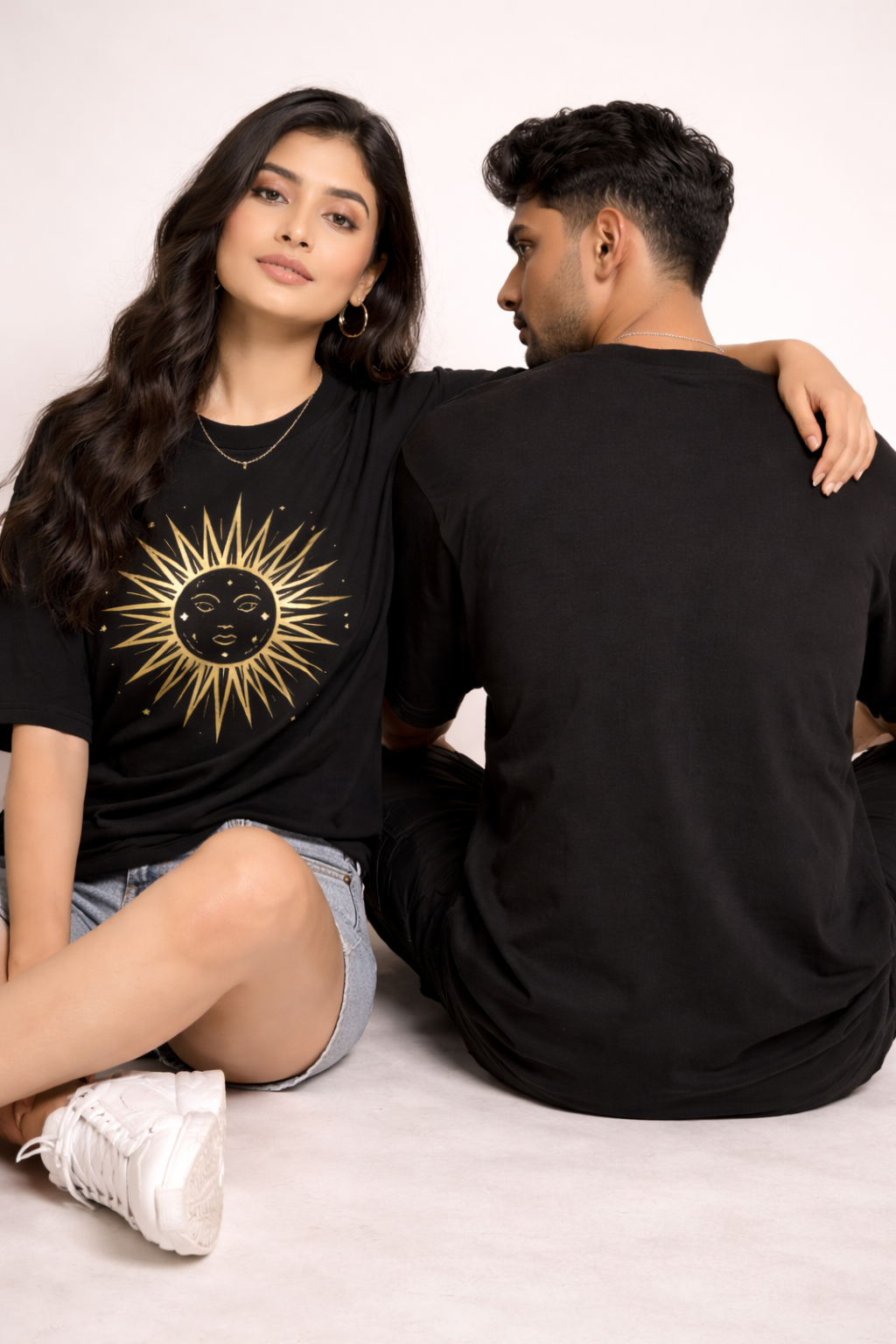 Sun Moon Couple Oversized T-shirt
