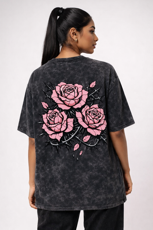 Beauty Flowers Acid Washed T-shirt