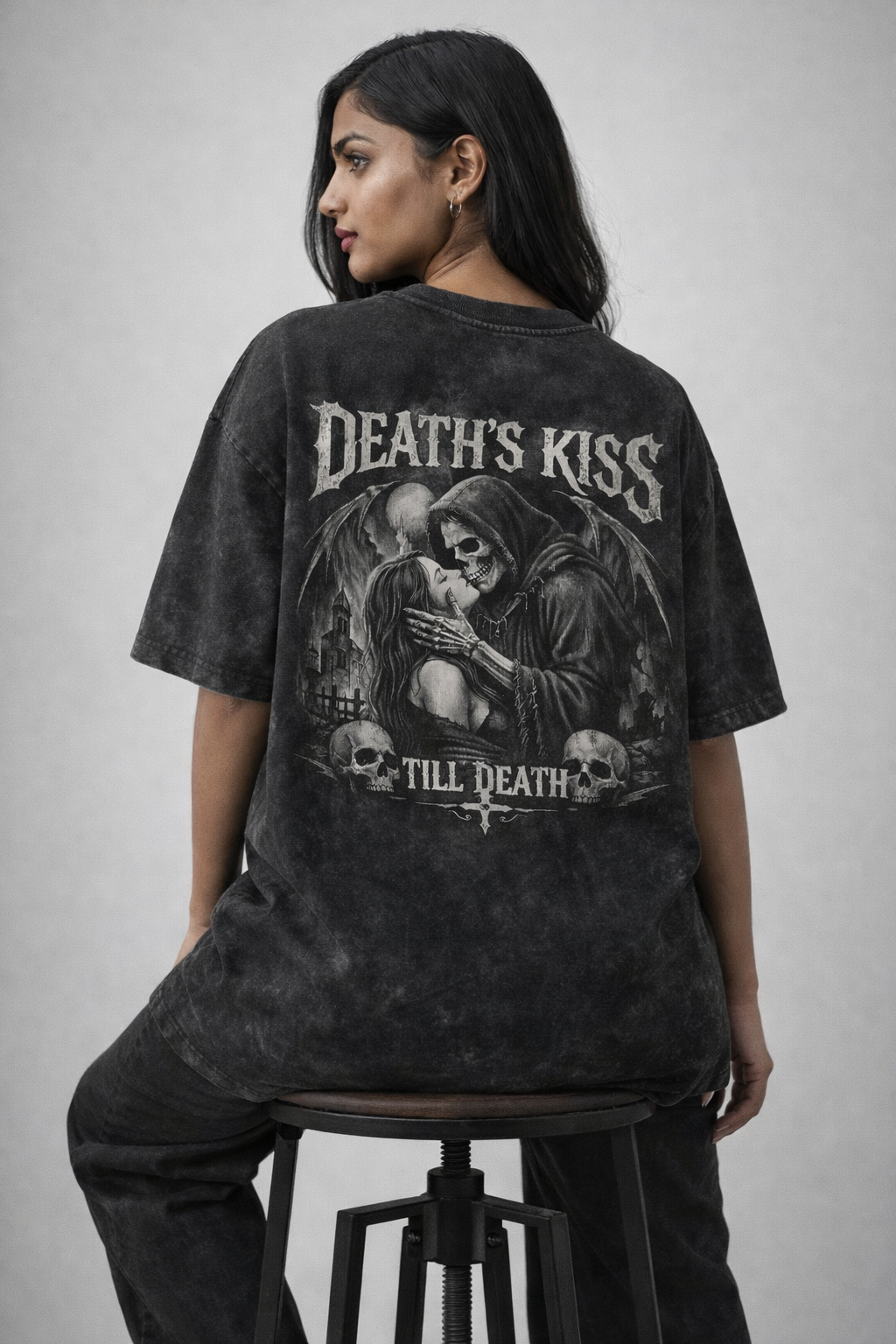 Death Kiss Acid Washed T-shirt