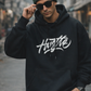 Hustle Black Oversized Back Graphic Printed Hoodie